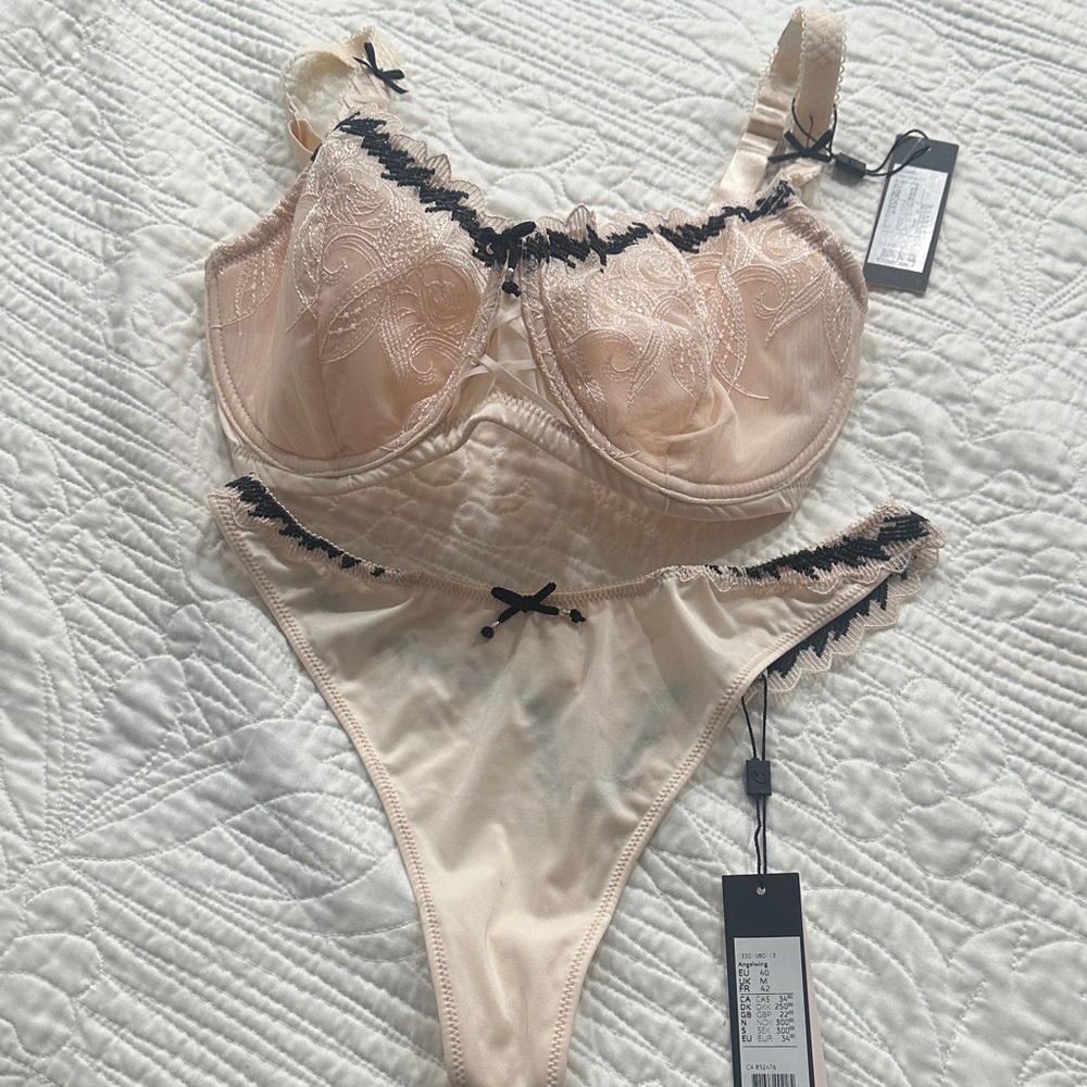 Lace Embellished Underwire Bra and Panty Set